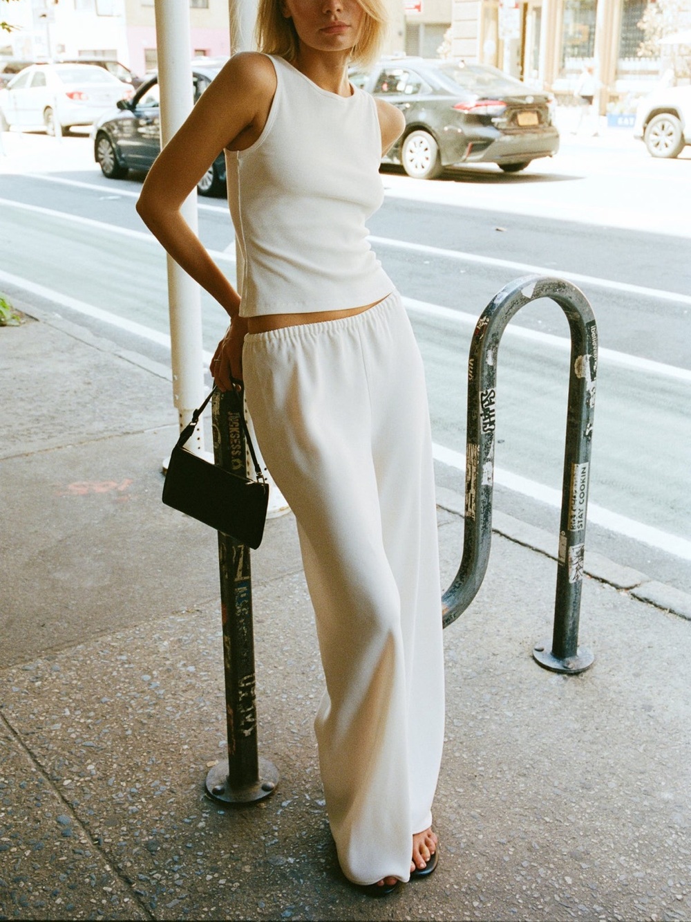 Crepe wide leg trousers
